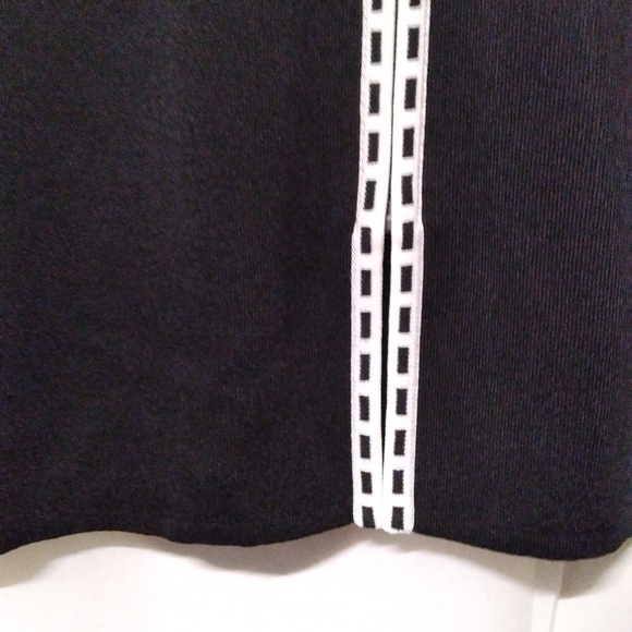 Misook Knit Zip Up Cardigan Jacket Black White Trim Small - Picture 4 of 10